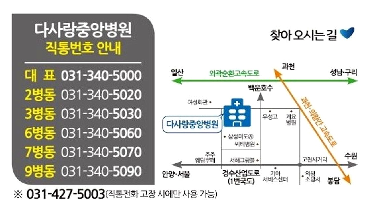 다사랑중앙병원 위치 안내